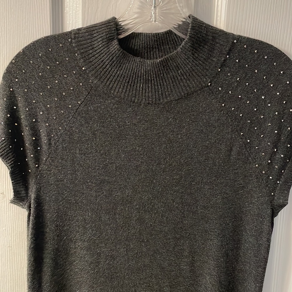 Gray Rhinestone Sweater Dress